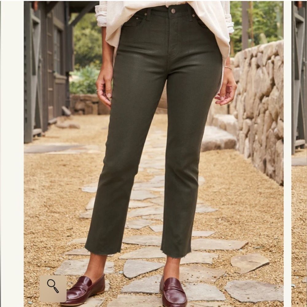 NEW Frank & Eileen Cork Everyday Jeans Coated Olive Green Size 29